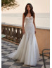 Beaded Ivory Lace Tulle Wedding Dress With Detachable Jacket